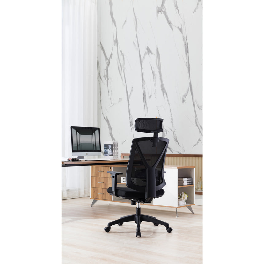 Mesh Ergonomic Office Chair with Headrest | Black | Myka Home - View 5