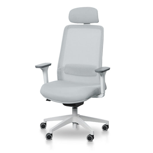 Mesh Office Chair | Cloud Grey with White Base | Myka Home