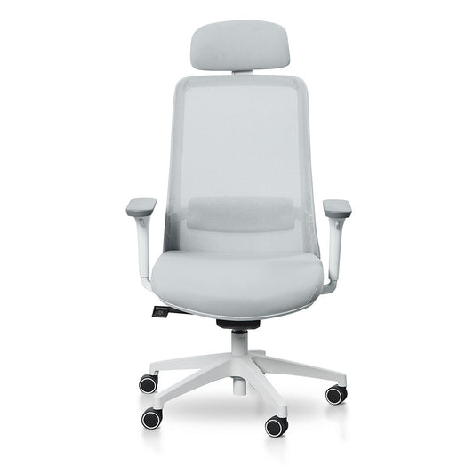 Mesh Office Chair | Cloud Grey with White Base | Myka Home