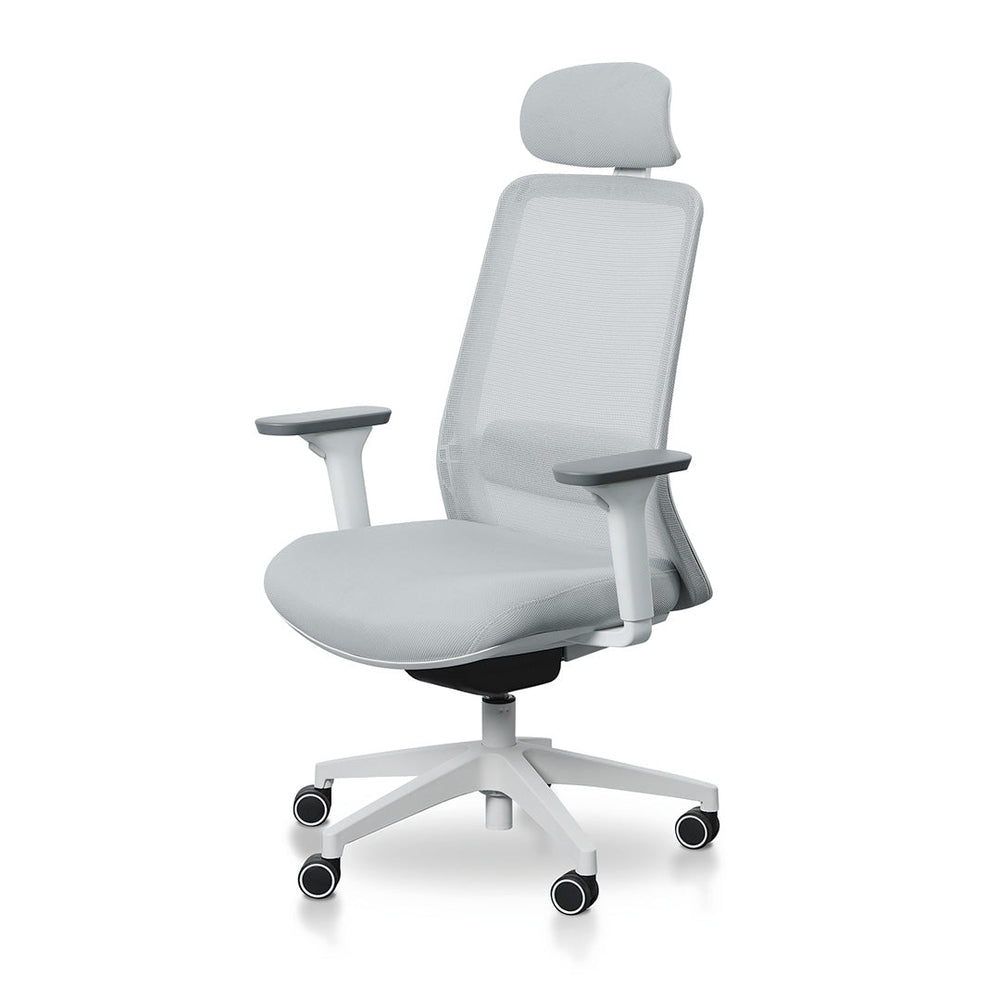 Mesh Office Chair | Cloud Grey with White Base | Myka Home - View 3