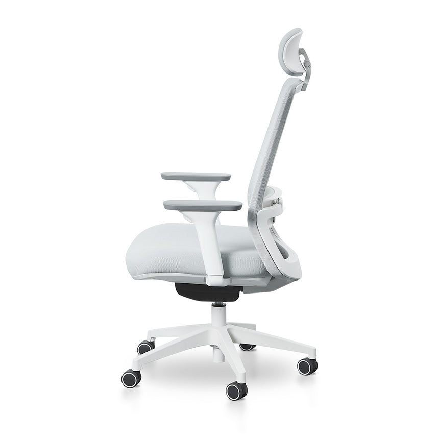 Mesh Office Chair | Cloud Grey with White Base | Myka Home - View 6