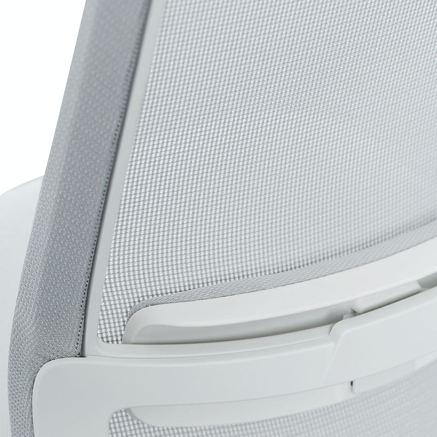 Mesh Office Chair | Cloud Grey with White Base | Myka Home - View 9