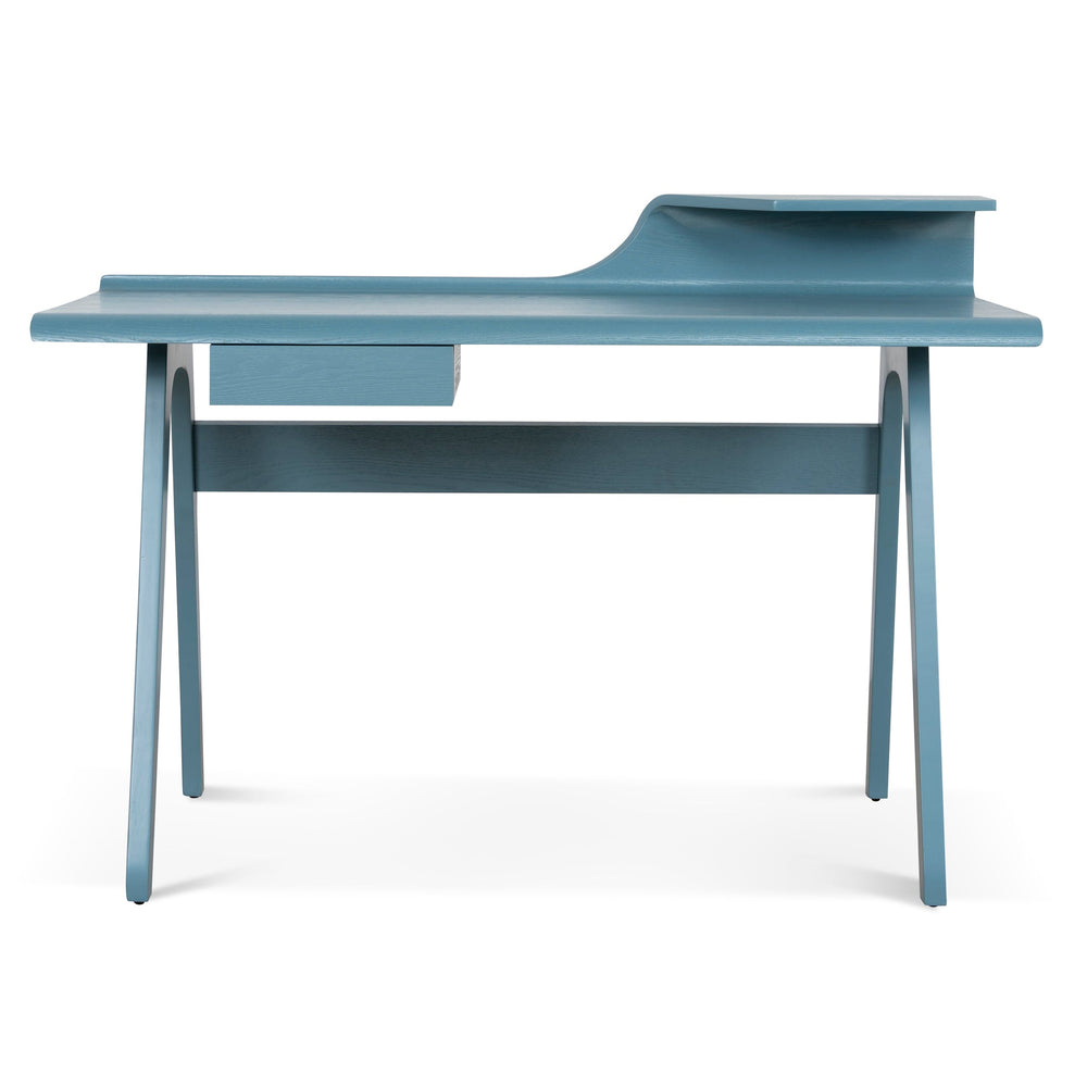 Wooden Home Office Desk | Light Blue | Myka Home - View 2