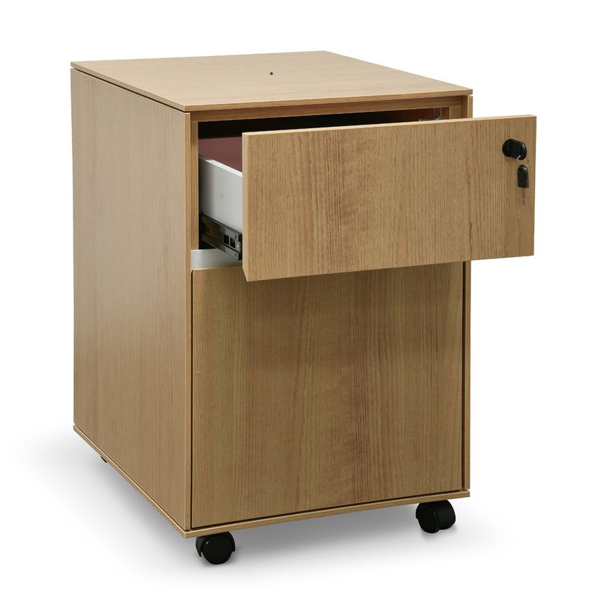 2 Drawer Mobile Pedestal | Natural | Myka Home - View 3