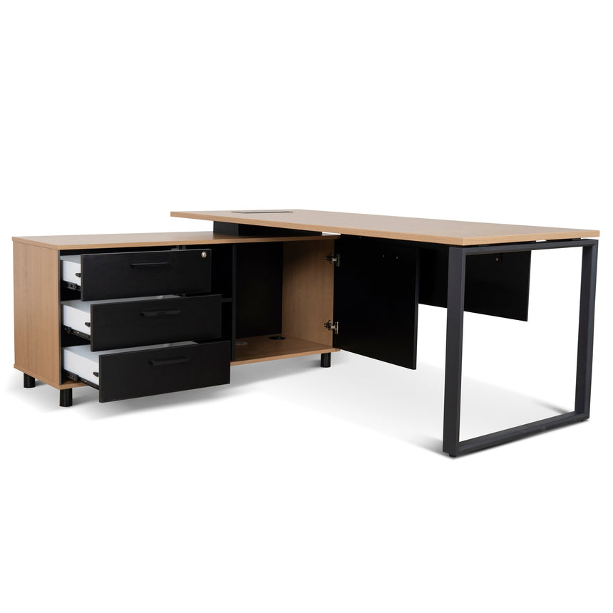 1.8m Executive Desk Left Return with Black Legs | Natural | Myka Home - View 4