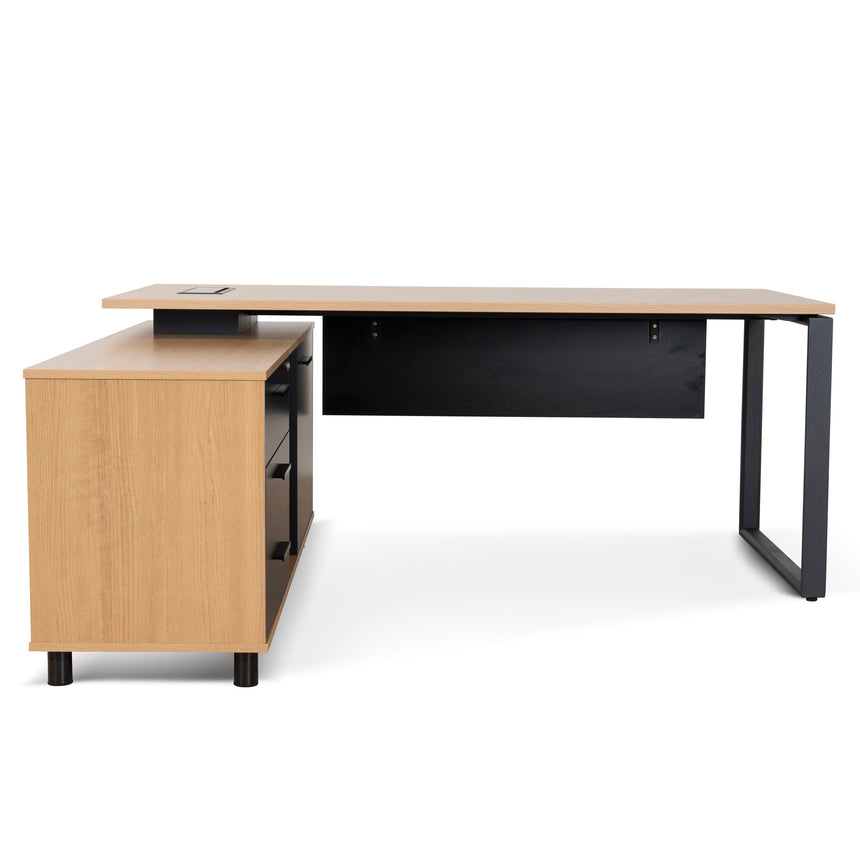 1.8m Executive Desk Left Return with Black Legs | Natural | Myka Home - View 2