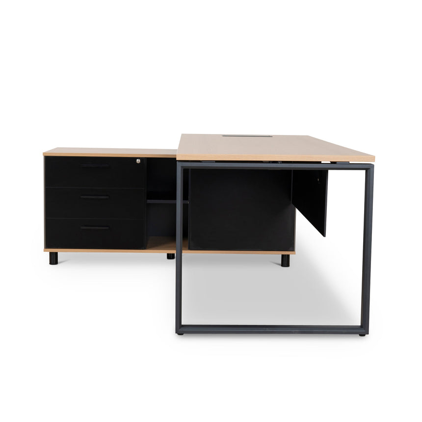 1.8m Executive Desk Left Return with Black Legs | Natural | Myka Home - View 5