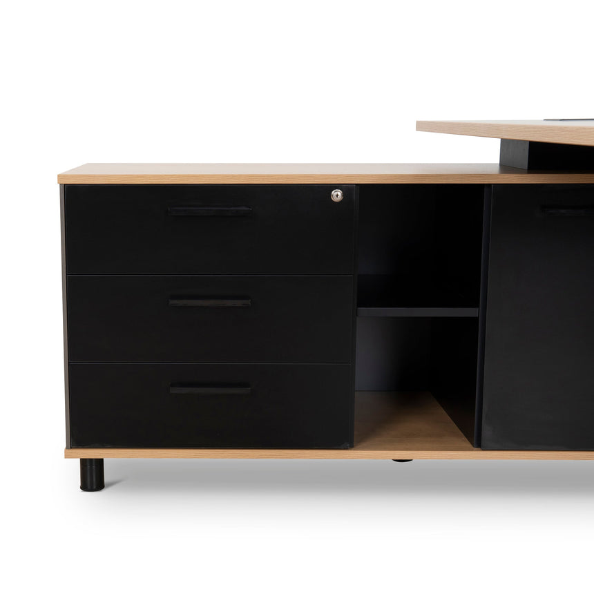 1.8m Executive Desk Left Return with Black Legs | Natural | Myka Home - View 7
