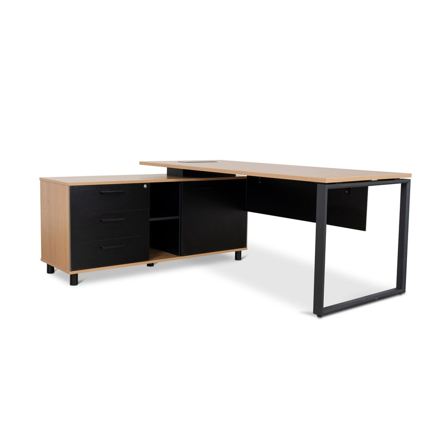1.8m Executive Desk Left Return with Black Legs | Natural | Myka Home