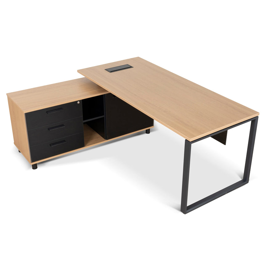 1.8m Executive Desk Left Return with Black Legs | Natural | Myka Home - View 3