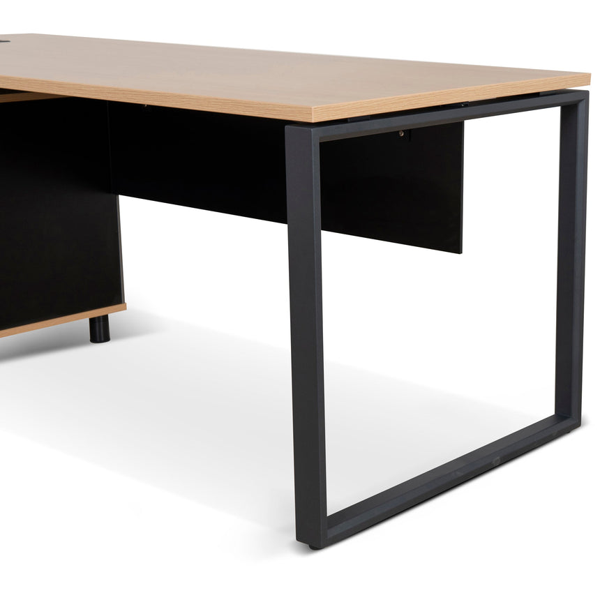1.8m Executive Desk Left Return with Black Legs | Natural | Myka Home - View 6