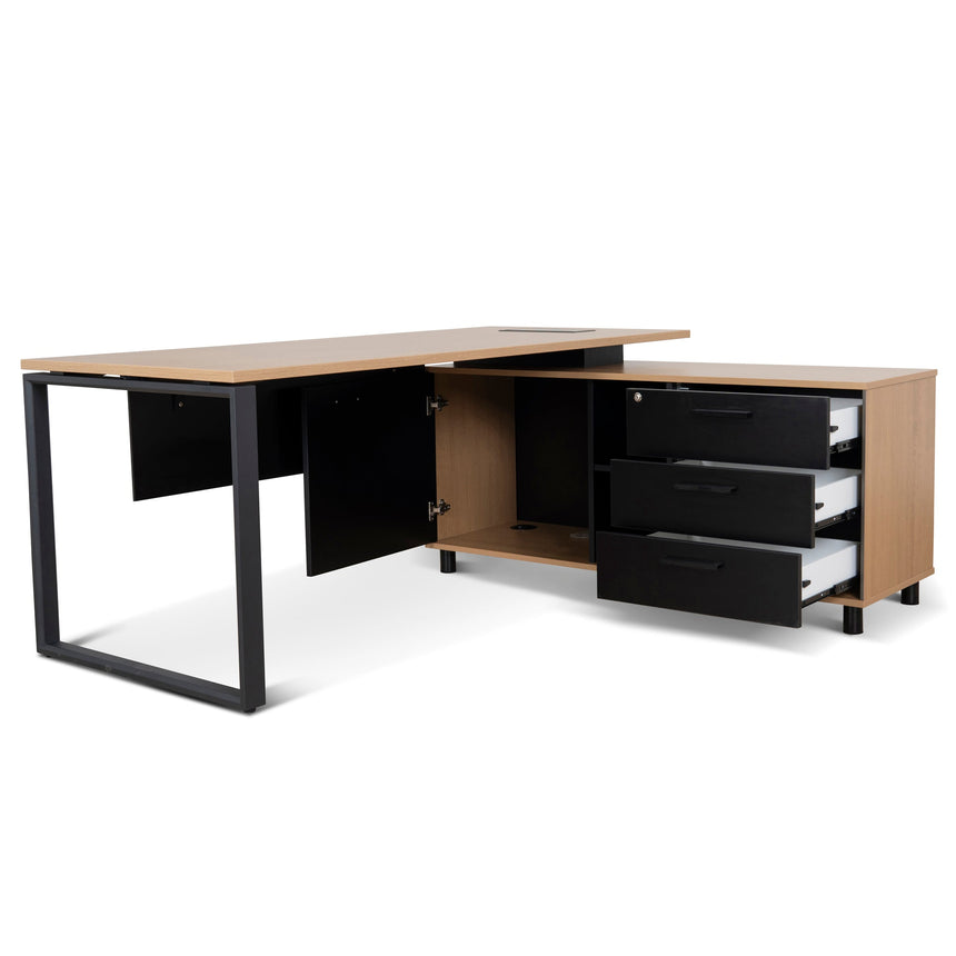 1.8m Executive Desk Right Return with Black Legs | Natural | Myka Home - View 5