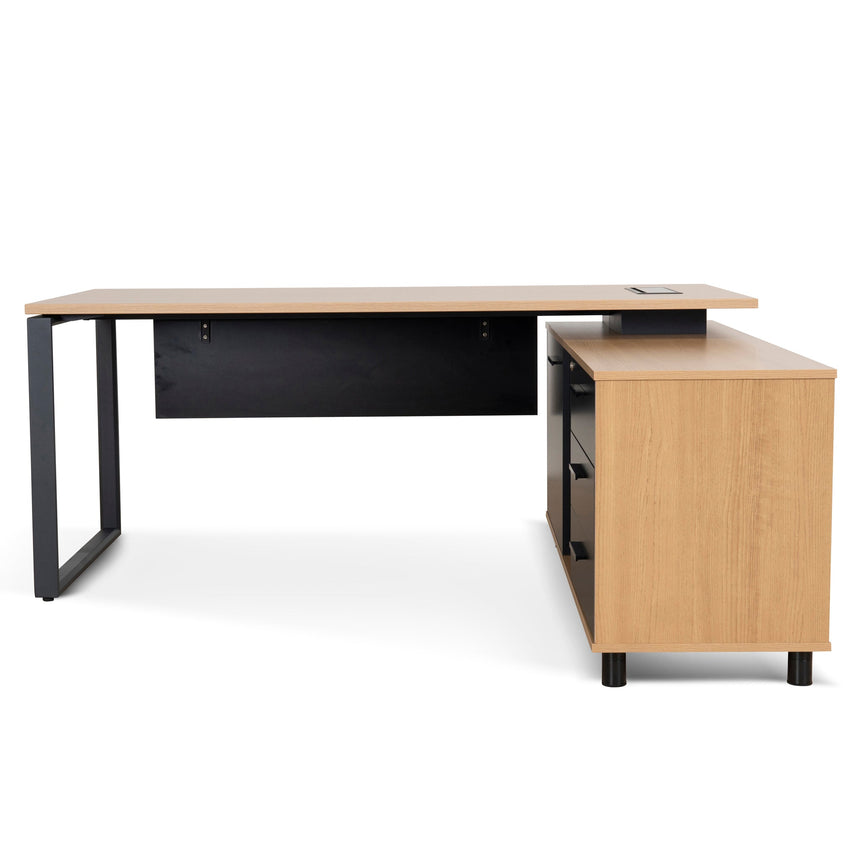 1.8m Executive Desk Right Return with Black Legs | Natural | Myka Home - View 3