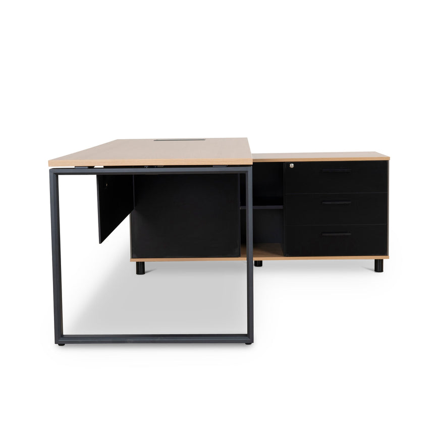 1.8m Executive Desk Right Return with Black Legs | Natural | Myka Home - View 2