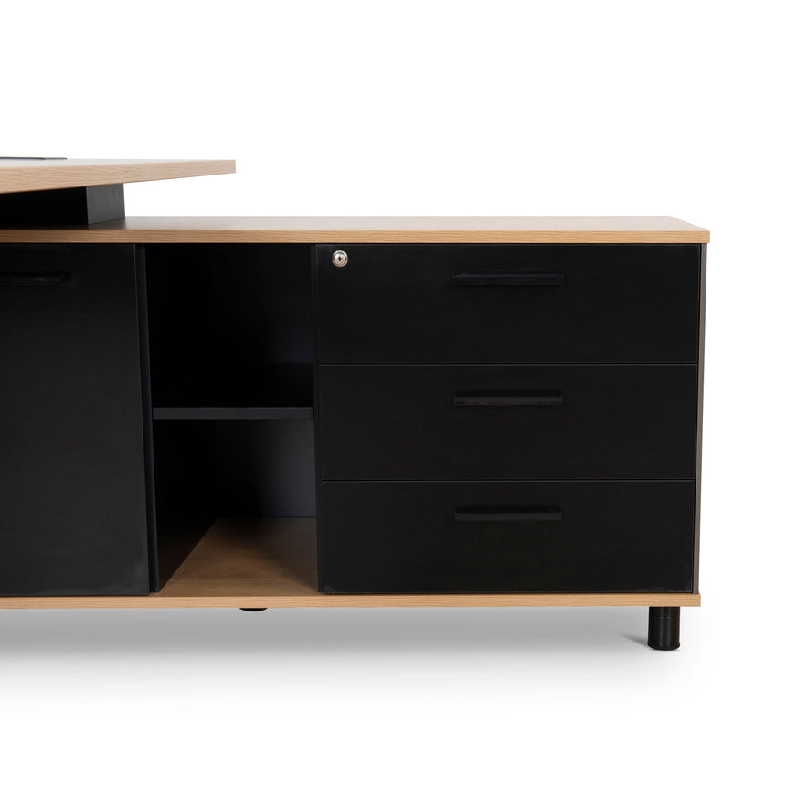 1.8m Executive Desk Right Return with Black Legs | Natural | Myka Home - View 8