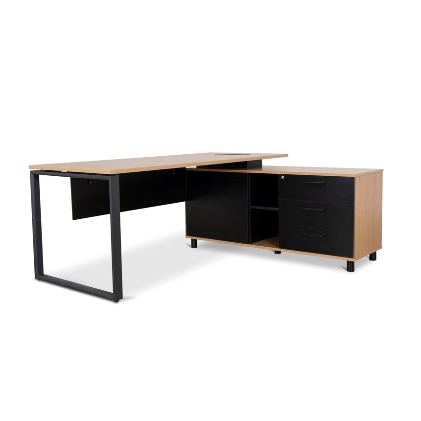 1.8m Executive Desk Right Return with Black Legs | Natural | Myka Home