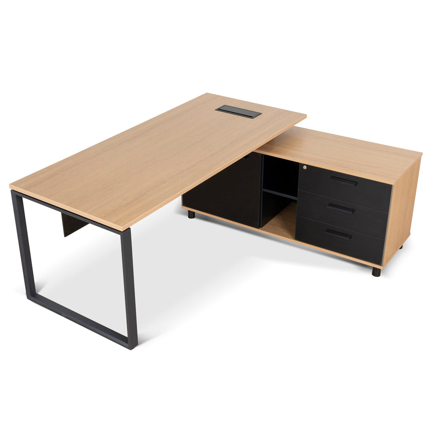 1.8m Executive Desk Right Return with Black Legs | Natural | Myka Home - View 4
