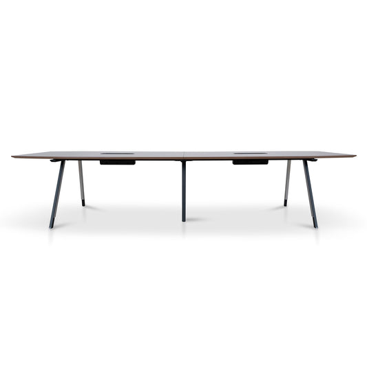 3.6m Boardroom Meeting Table | Walnut Top With Black Legs | Myka Home