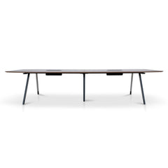 3.6m Boardroom Meeting Table | Walnut Top With Black Legs | Myka Home