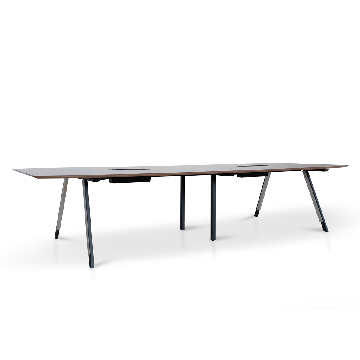3.6m Boardroom Meeting Table | Walnut Top With Black Legs | Myka Home