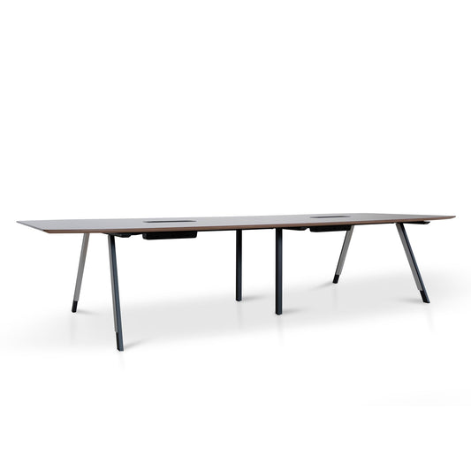 3.6m Boardroom Meeting Table | Walnut Top With Black Legs | Myka Home