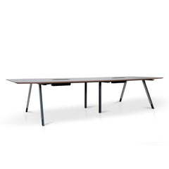 3.6m Boardroom Meeting Table | Walnut Top With Black Legs | Myka Home
