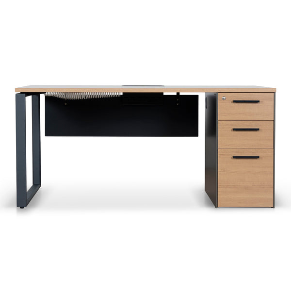 160cm Single Seater Natural Office Desk | Black Legs | Myka Home - View 2