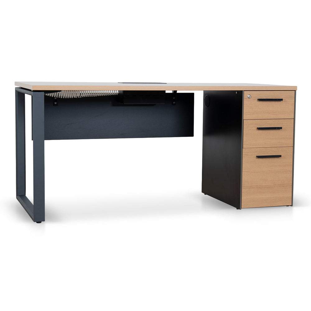 160cm Single Seater Natural Office Desk | Black Legs | Myka Home - View 3
