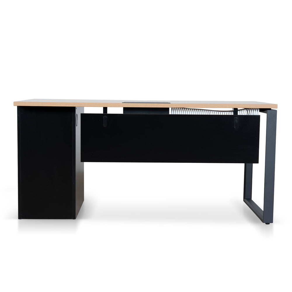 160cm Single Seater Natural Office Desk | Black Legs | Myka Home - View 4