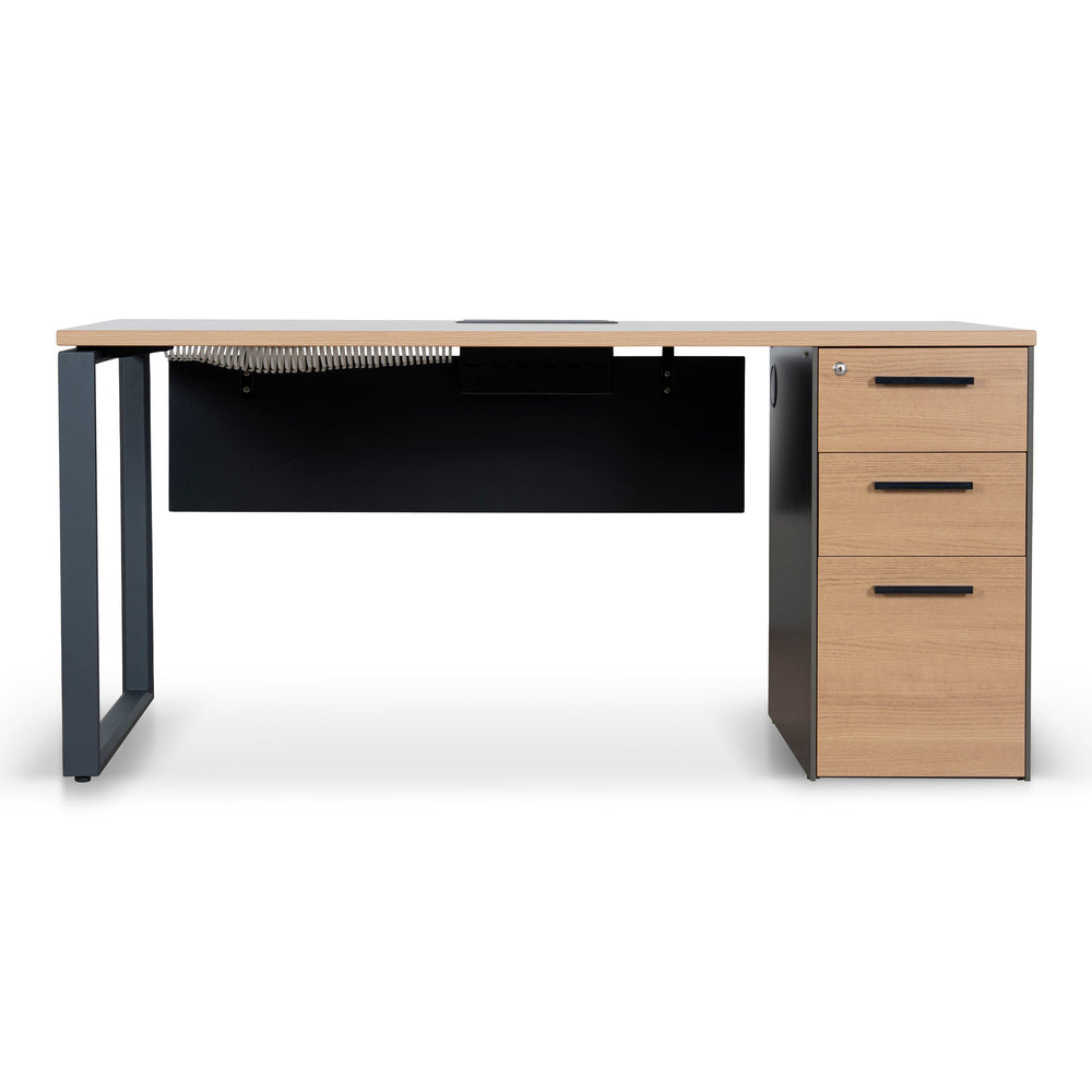 160cm Single Seater Natural Office Desk | Black Legs | Myka Home - View 2
