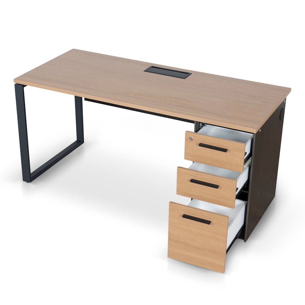 160cm Single Seater Natural Office Desk | Black Legs | Myka Home - View 5