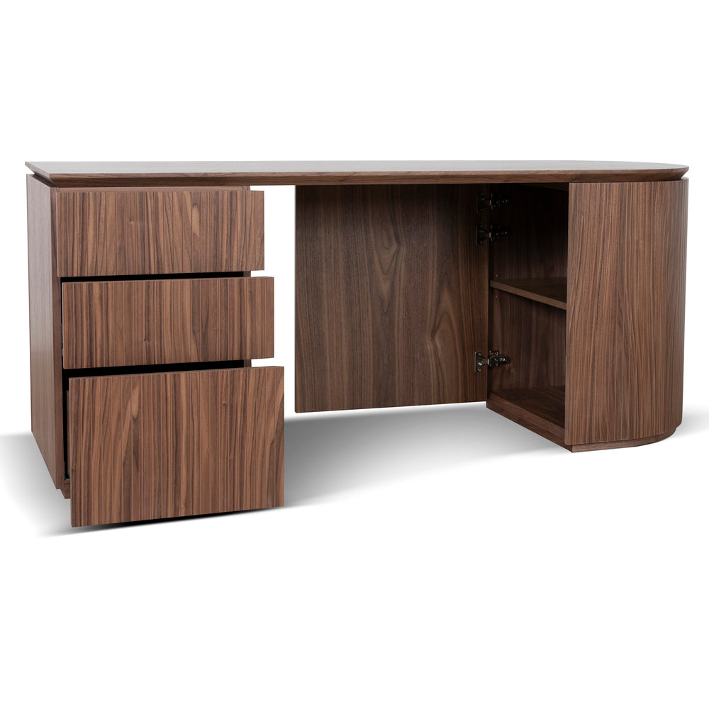 1.77m Left Drawer Office Desk | Walnut | Myka Home - View 3