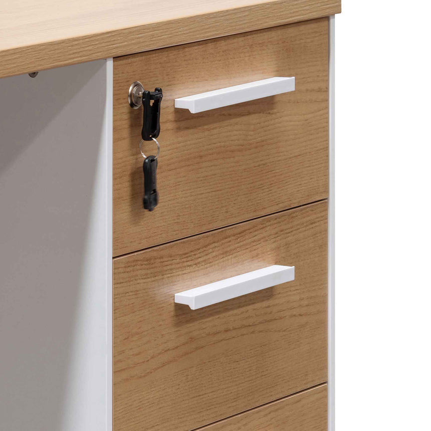 1 Seater Office Desk | Natural and White | Myka Home - View 10