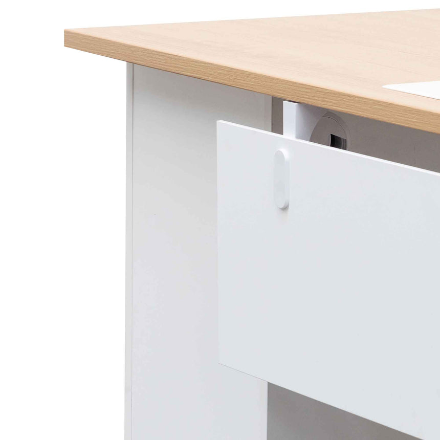 1 Seater Office Desk | Natural and White | Myka Home - View 13