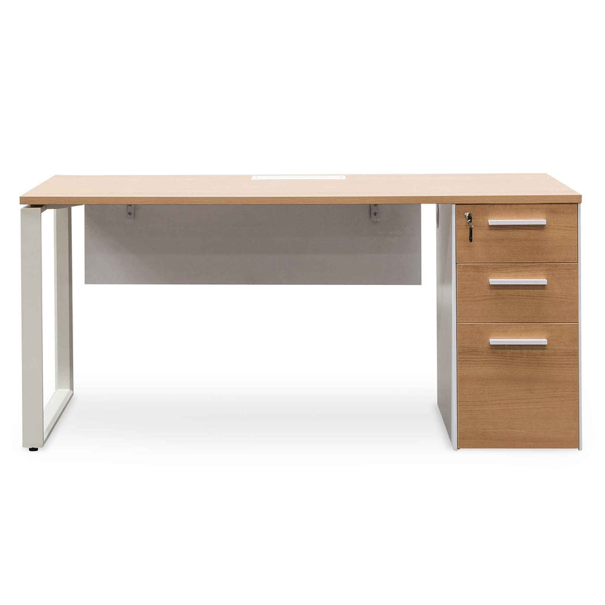 1 Seater Office Desk | Natural and White | Myka Home - View 2