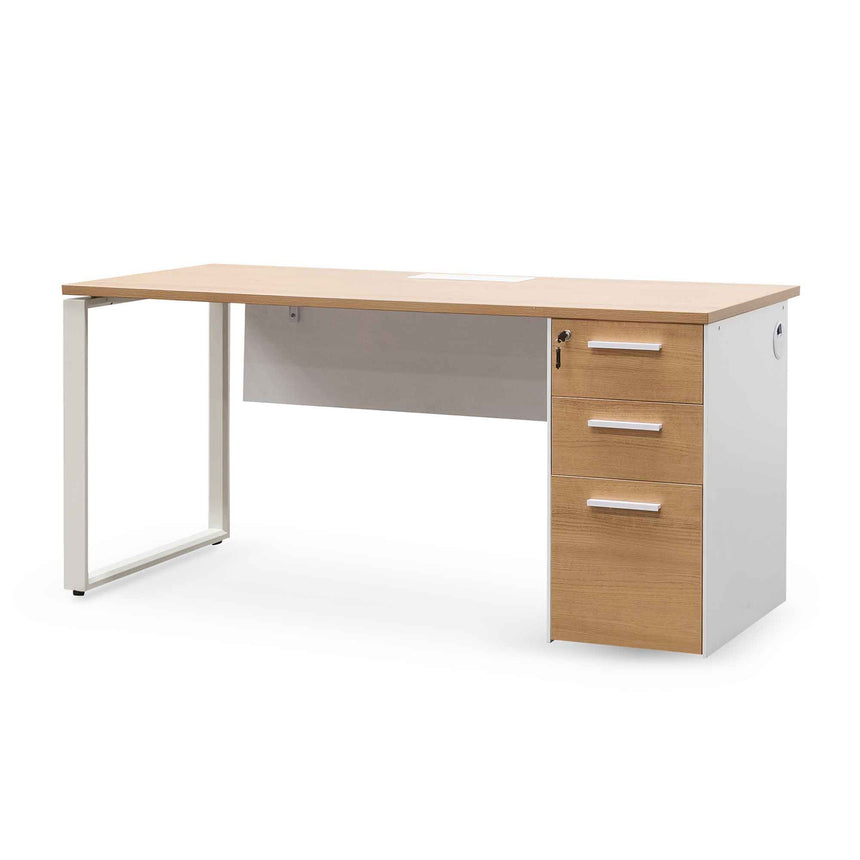 1 Seater Office Desk | Natural and White | Myka Home