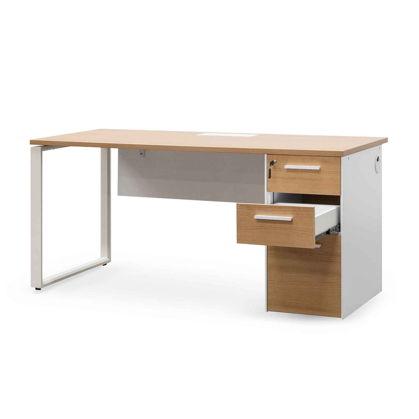 1 Seater Office Desk | Natural and White | Myka Home - View 4