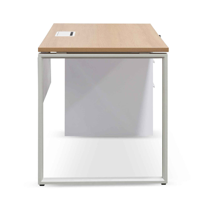 1 Seater Office Desk | Natural and White | Myka Home - View 8