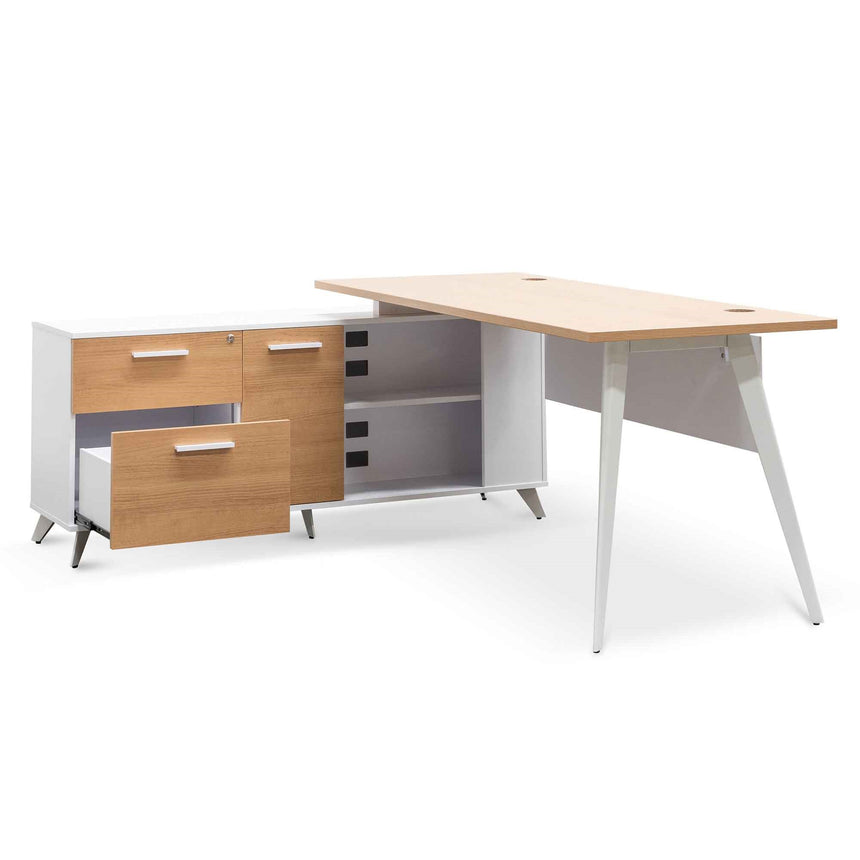 160cm Left Return Executive Office Desk | Natural | Myka Home - View 3