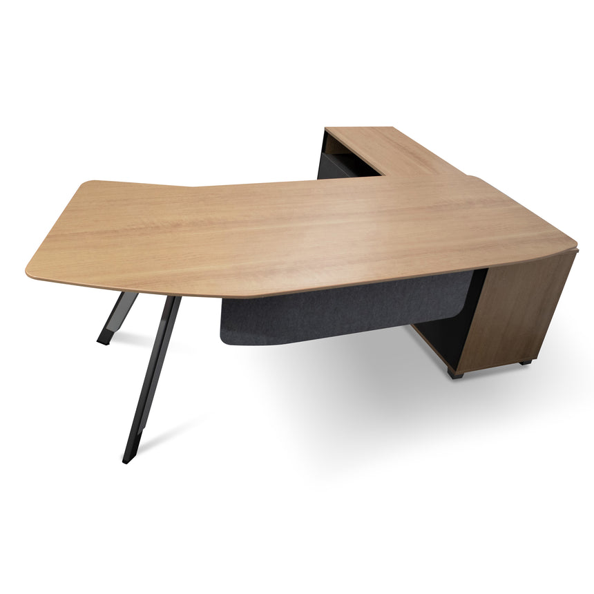 2.2m Left Return Grey Office Desk | Natural Top | Myka Home - View 2