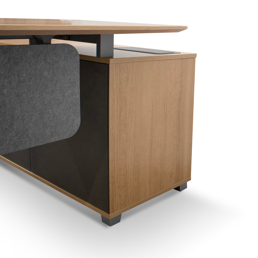 2.2m Left Return Grey Office Desk | Natural Top | Myka Home - View 4
