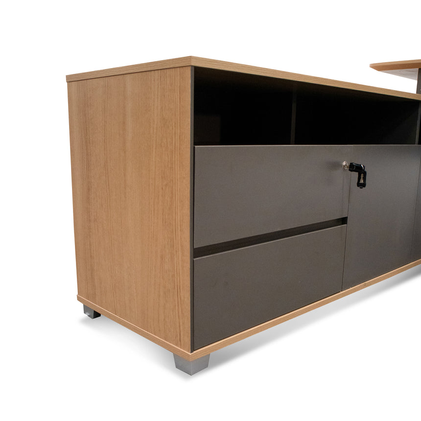 2.2m Left Return Grey Office Desk | Natural Top | Myka Home - View 6