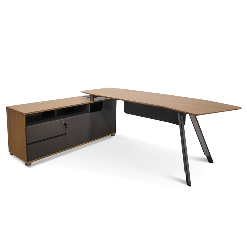 2.2m Left Return Grey Office Desk | Natural Top | Myka Home