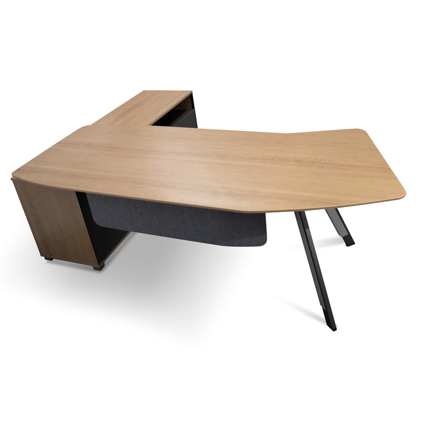 2.2m Right Return Grey Office Desk | Natural Top | Myka Home - View 2