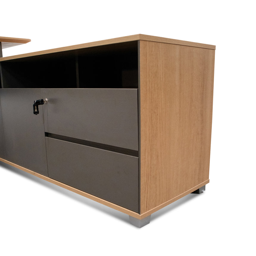 2.2m Right Return Grey Office Desk | Natural Top | Myka Home - View 5