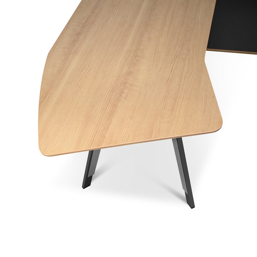 2.2m Right Return Grey Office Desk | Natural Top | Myka Home - View 6