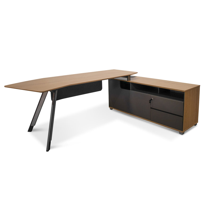 2.2m Right Return Grey Office Desk | Natural Top | Myka Home