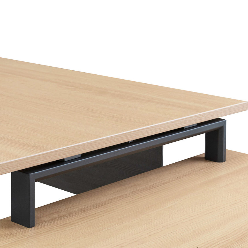 1.8m Right Return Office Desk | Black with Natural Top | Myka Home - View 9