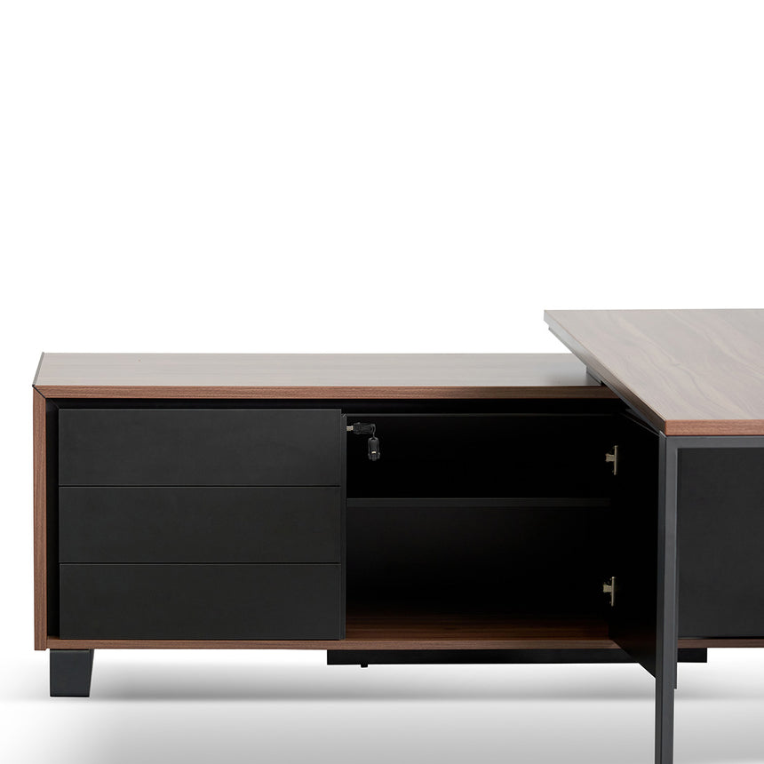 2.3m Left Return Office Desk | Walnut | Myka Home - View 17