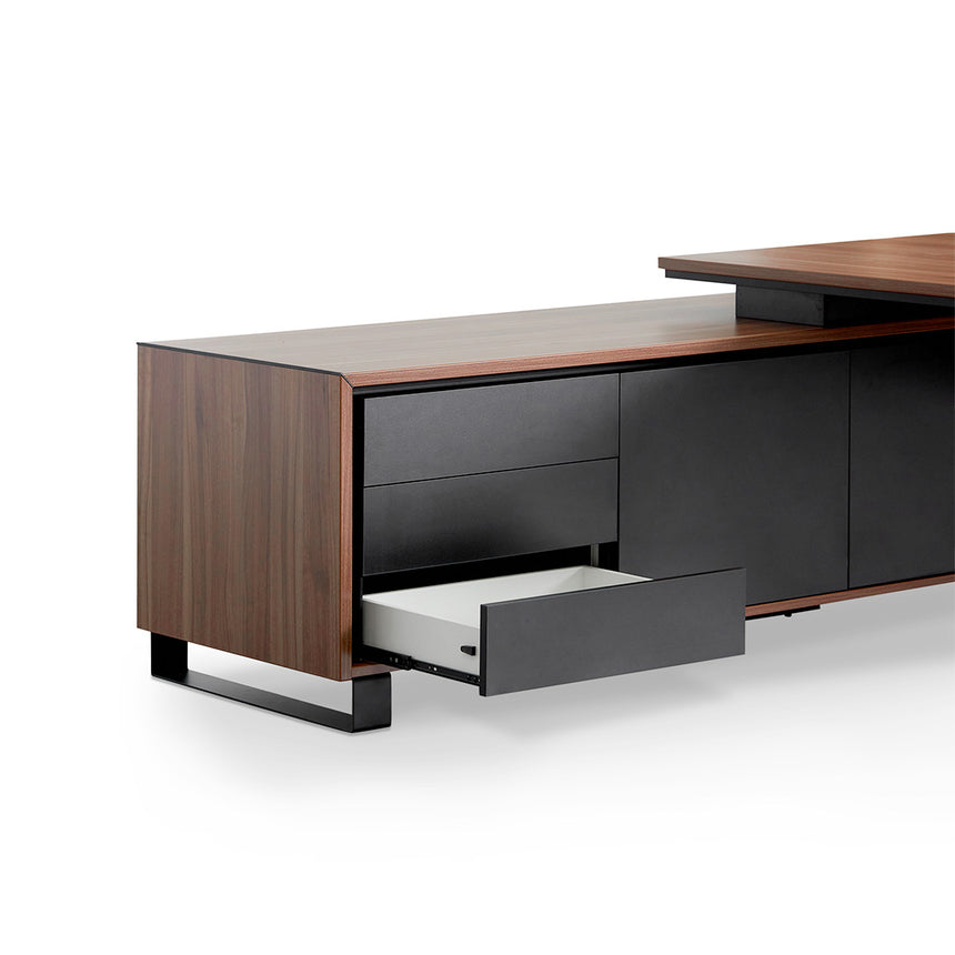 2.3m Left Return Office Desk | Walnut | Myka Home - View 18